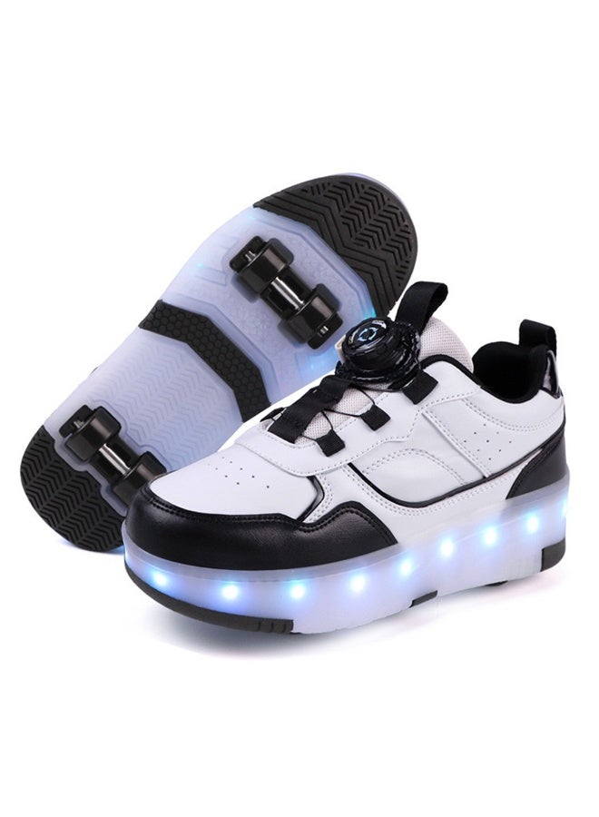 سكاي فيو أحذية تزلج للأطفال مزودة بإضاءة LED، 4 عجلات، أربطة دوارة، أوضاع إضاءة متعددة، أحذية رياضية مضيئة للأولاد والبنات - Image 1